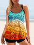 Printed Round Neck Two-Piece Swim Set