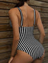 Striped Plunge Sleeveless One-Piece Swimwear