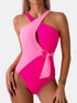 Cutout Contrast Sleeveless One-Piece Swimwear