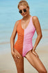 Ruched Plunge Wide Strap One-Piece Swimwear