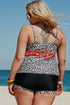 Plus Size Mixed Print Tankini Set with Pockets