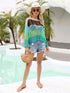 Color Block Openwork Boat Neck Cover Up