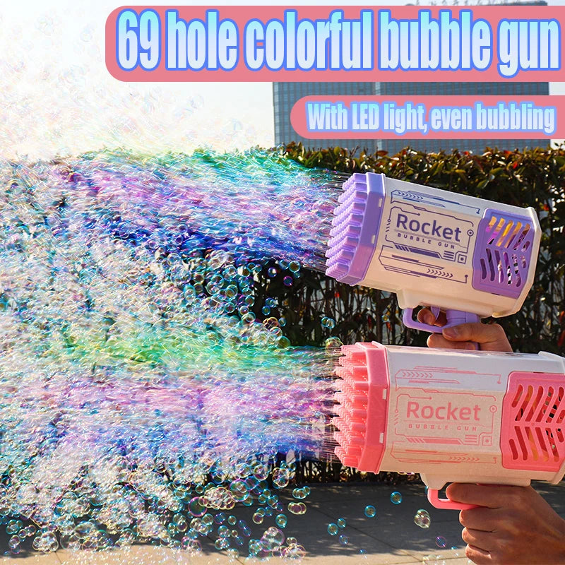 LED Angel Rocket Bubble Gun Machine Toy