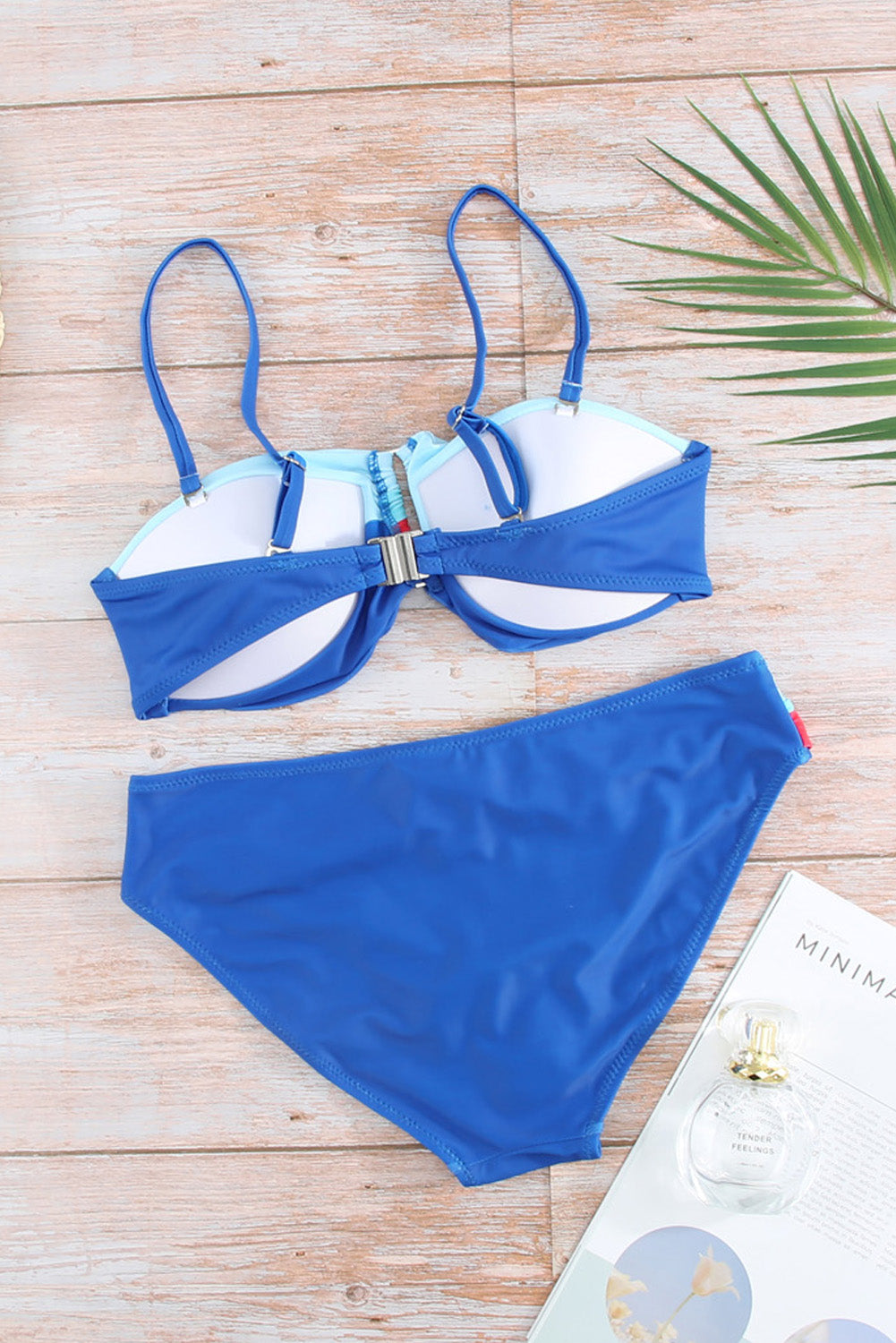 Contrast Spaghetti Strap Bikini Set