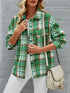 Plaid Pocketed Button Up Dropped Shoulder Jacket