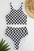 Checkered Wide Strap Two-Piece Swim Set