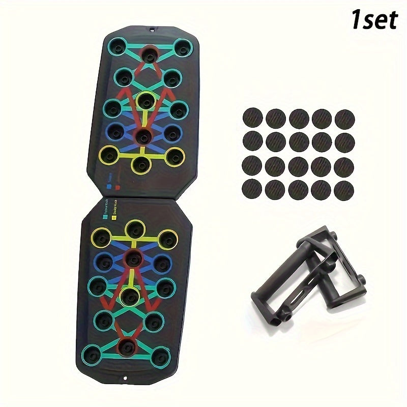 1pc Multifunctional Push-Up Board with 20 Anti-Slip Mats - PP Material Home Gym Exercise Equipment, Push-Up Assistant, Chest Muscle Trainer, Strength Training Aid - Black