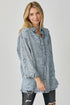 RISEN Distressed Raw Hem Denim Shirt