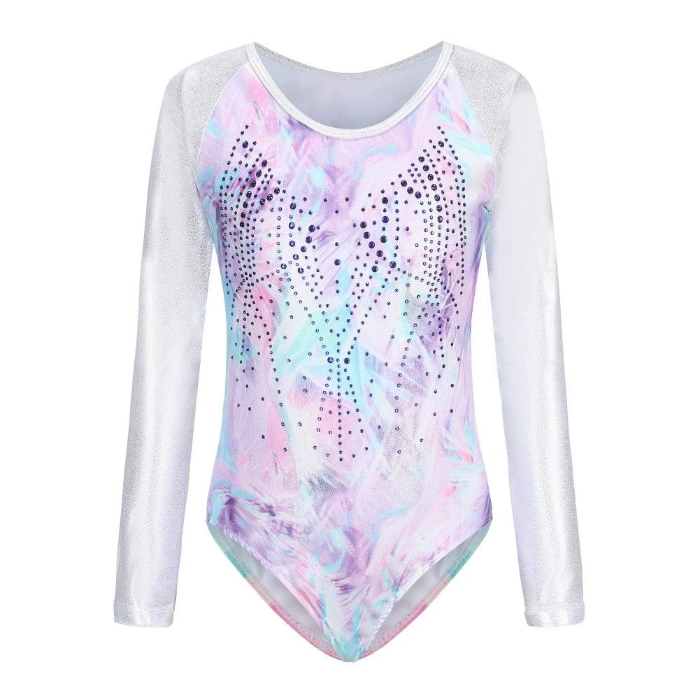 Sparkly Gradient Print Ballet Leotard for Girls