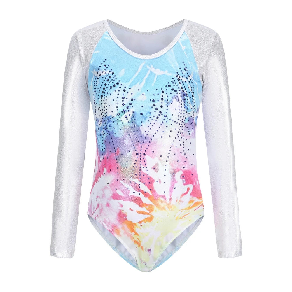 Sparkly Gradient Print Ballet Leotard for Girls