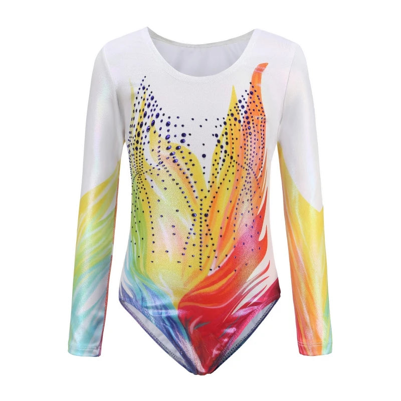 Sparkly Gradient Print Ballet Leotard for Girls