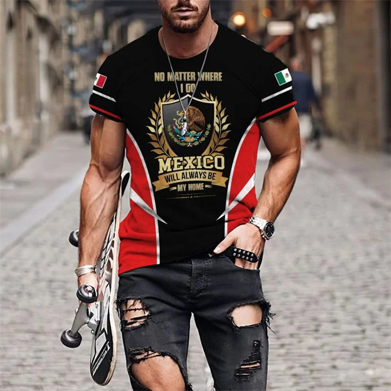 Mexican Flag Print T-Shirts: 3D Fashion Tops