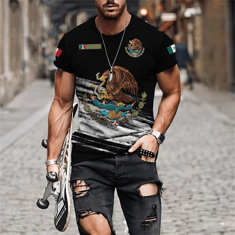 Mexican Flag Print T-Shirts: 3D Fashion Tops