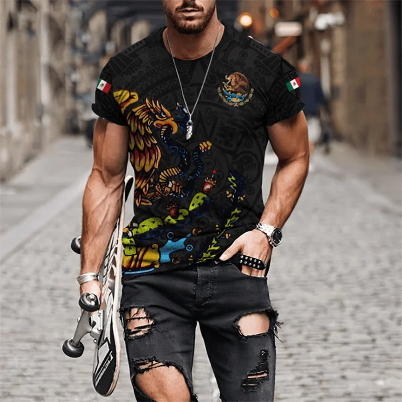 Mexican Flag Print T-Shirts: 3D Fashion Tops