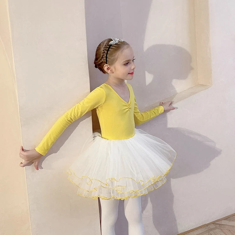 Girls' Ballet Dance Suit with Fluffy Tutu