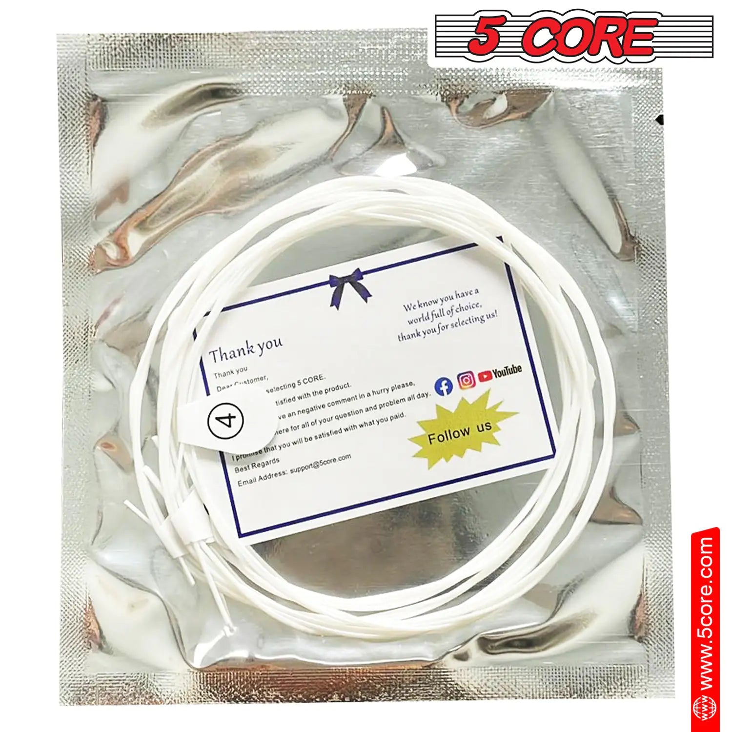 5Core Ukulele Strings Nylon  w Deep Bright Tone  Consistent Feel  Reliable Durability Uku String