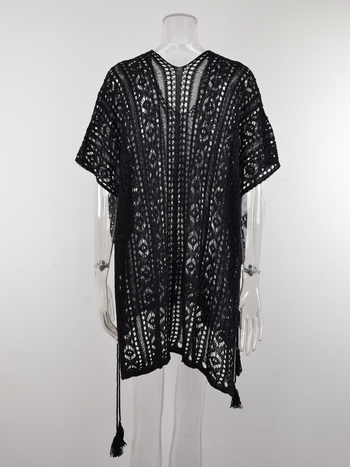 Cutout V-Neck Cover-Up with Tassel