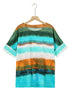 Full Size Color Block Round Neck Half Sleeve T-Shirt