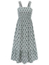 Smocked Printed Square Neck Sleeveless Dress