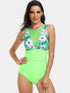 Cutout Printed Round Neck One-Piece Swimwear