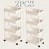 3-Tier Durable Plastic Rolling Storage Cart with Wheels - Easy to Move, Black & White Organizer for Kitchen, Bathroom, Bedroom - Compact Design with Handles for Versatile Use