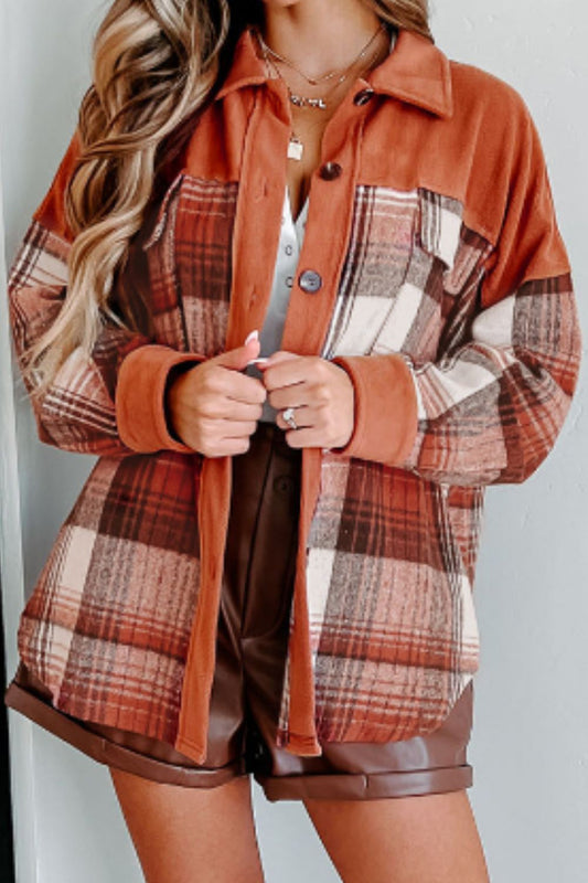 Plaid Button Up Long Sleeve Jacket