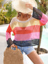 Color Block Openwork Boat Neck Cover Up