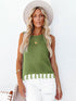 Cutout Tassel Round Neck Tank