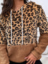 Leopard Drawstring Long Sleeve Hoodie