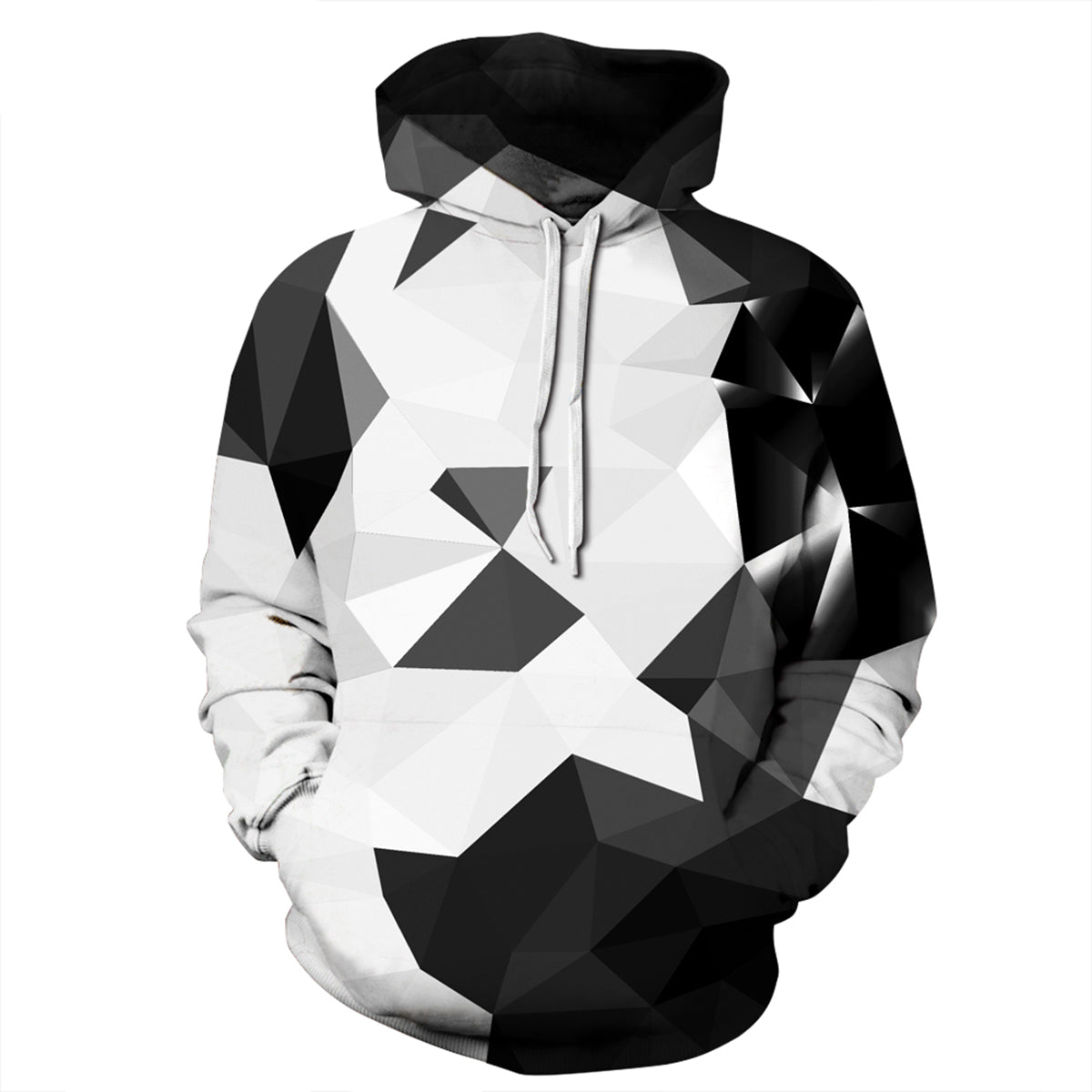 Full Size Geometric Drawstring Hoodie with Pockets