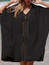 Cutout V-Neck Three-Quarter Sleeve Cover Up