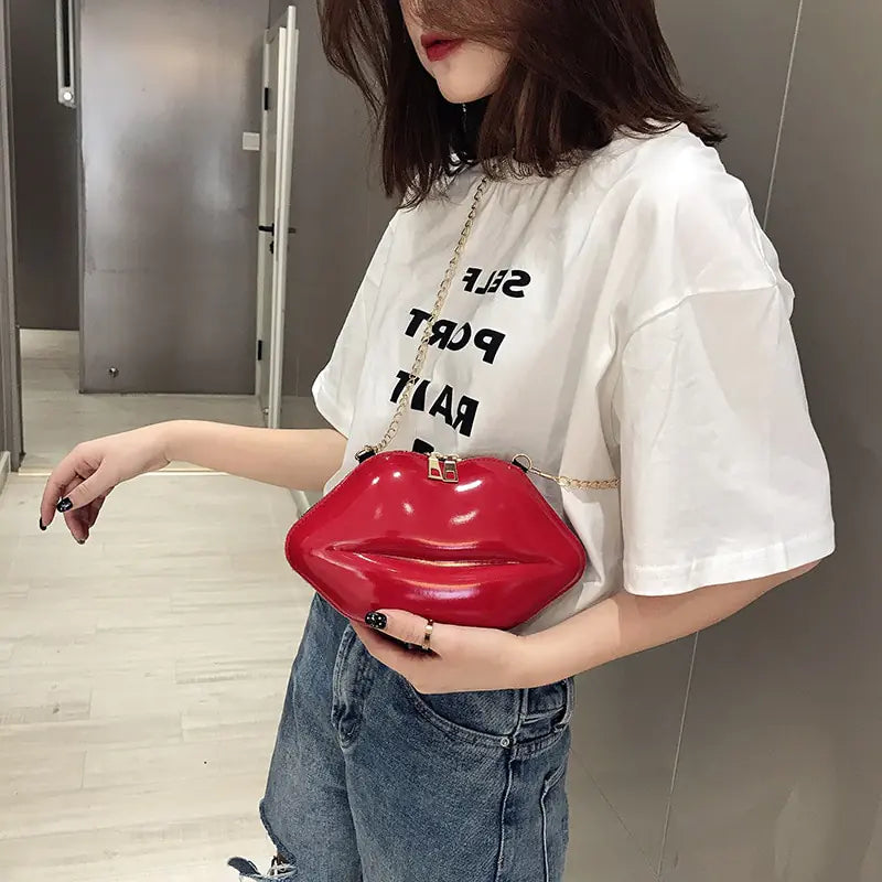 Mini Bags for Women 2023 New Fashion All-match Women&#39;s Shoulder Bag PU Solid Color Zipper Crossbody Patent Leather Lip Chain Bag