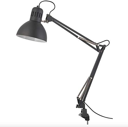 IKEA TERTIAL Work Lamp 32" Adjustable Multi-Joint Spring Swing Arm Clamp Clip On LED Bulb Included (Black)