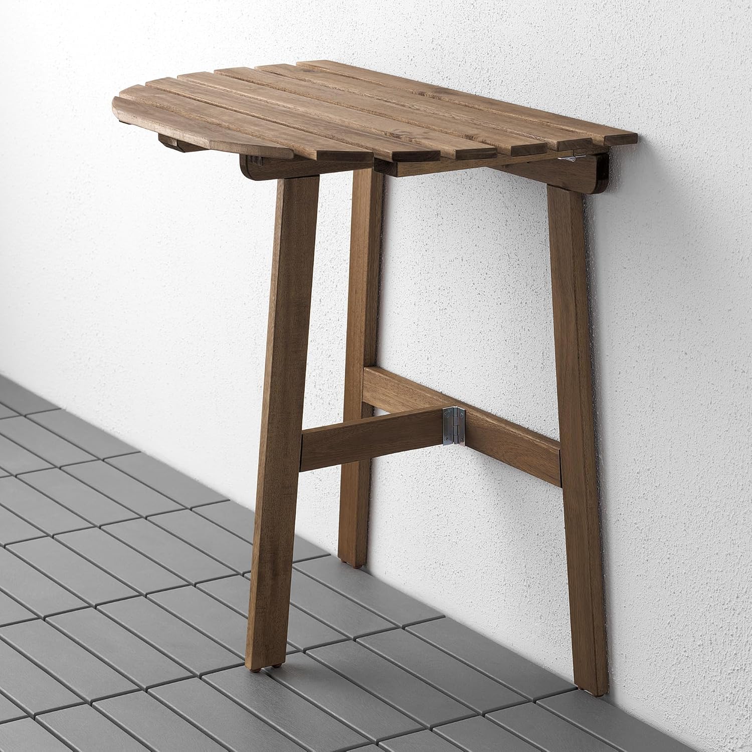 ASKHOLMEN Table for wall, outdoor, folding dark brown, 27 1/2x17 3/8 "