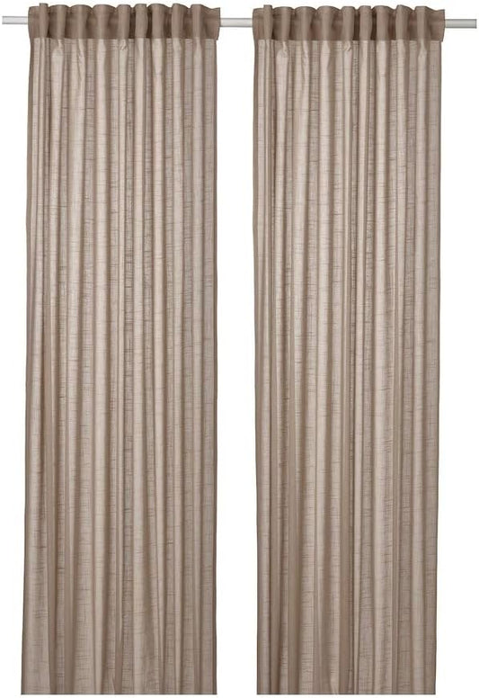 SILVERLÖNN Sheer curtains, 1 pair, for Bedroom Rod Pocket 57x98" (Beige)
