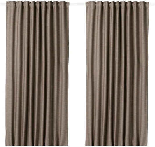 VILBORG Room darkening curtains, 1 pair, Pleat Blackout Curtains for Windows 57x98" (Dark grey-beige)