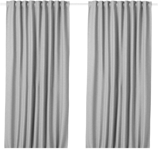 VILBORG Room darkening curtains, 1 pair, Pleat Blackout Curtains for Windows (Grey)