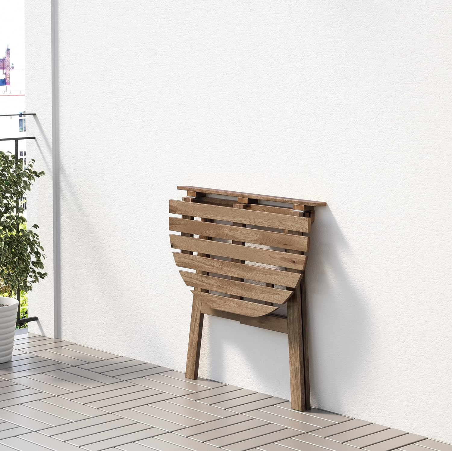 ASKHOLMEN Table for wall, outdoor, folding dark brown, 27 1/2x17 3/8 "