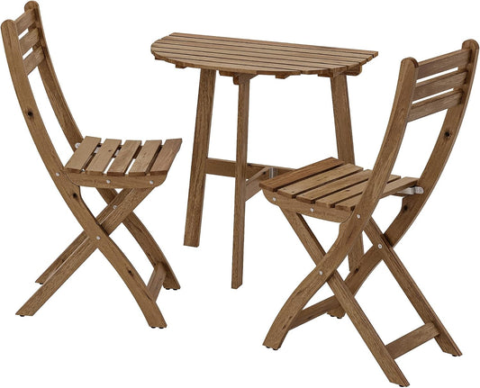 Ikea ASKHOLMEN table f wall+2 fold chairs, outdoor, light brown stained