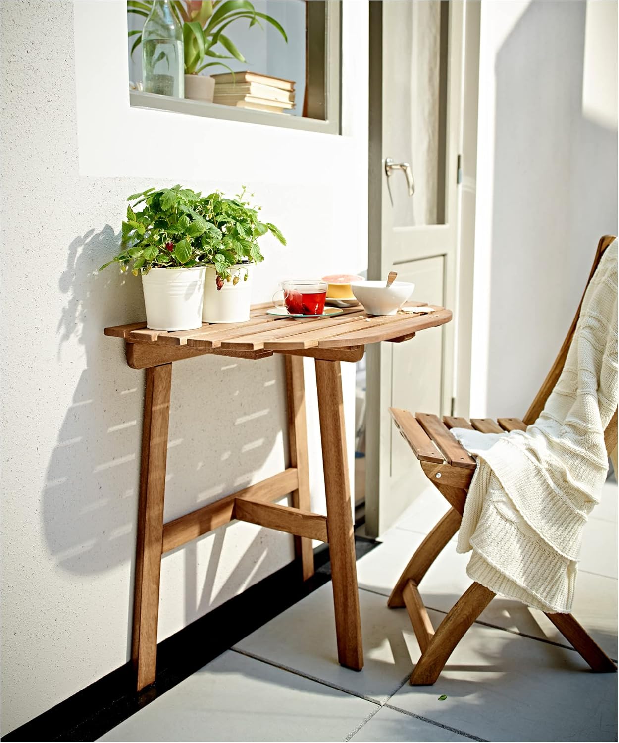 ASKHOLMEN Table for wall, outdoor, folding dark brown, 27 1/2x17 3/8 "