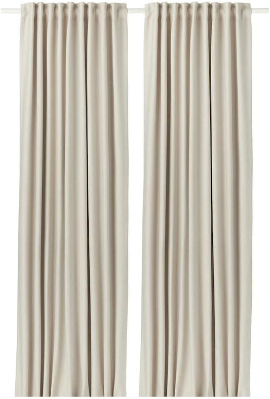 VILBORG Room darkening 1 pair Pleat Blackout Curtains for,for Windows 57x98 (Beige)