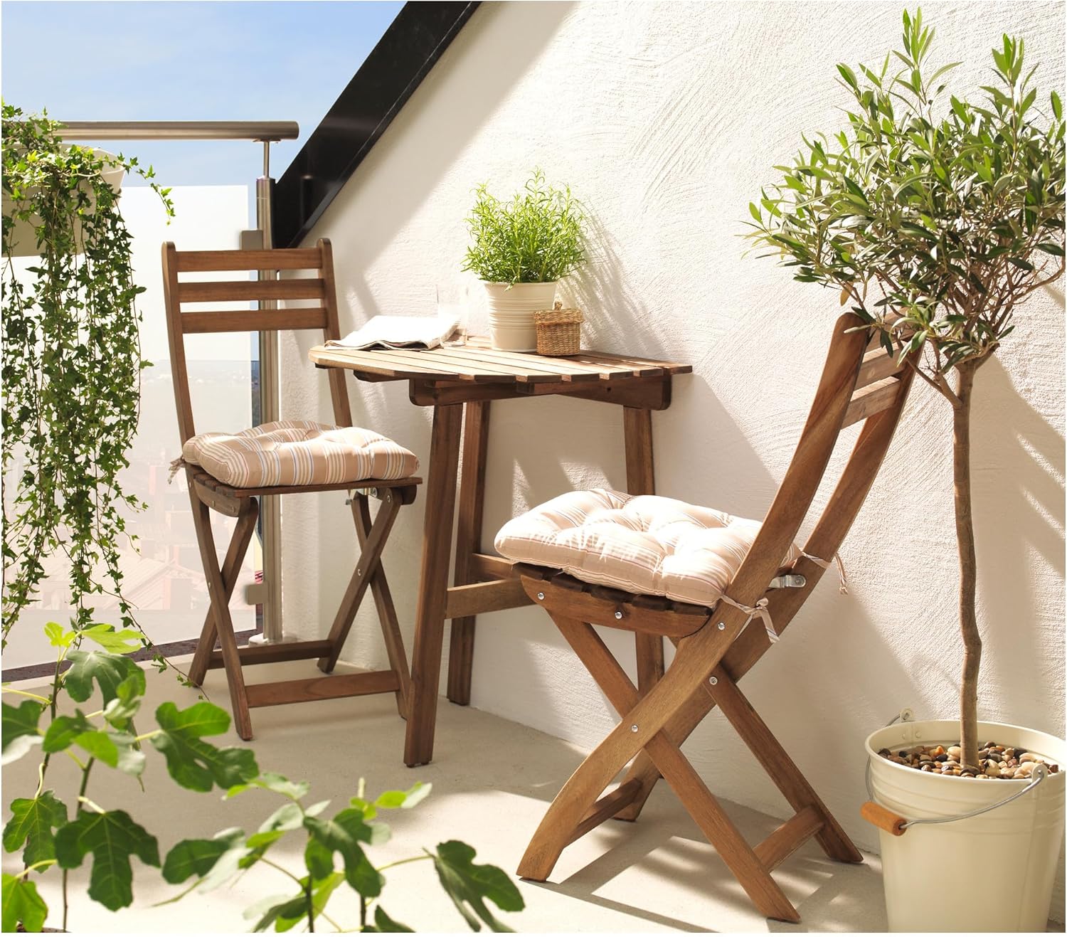 ASKHOLMEN Table for wall, outdoor, folding dark brown, 27 1/2x17 3/8 "