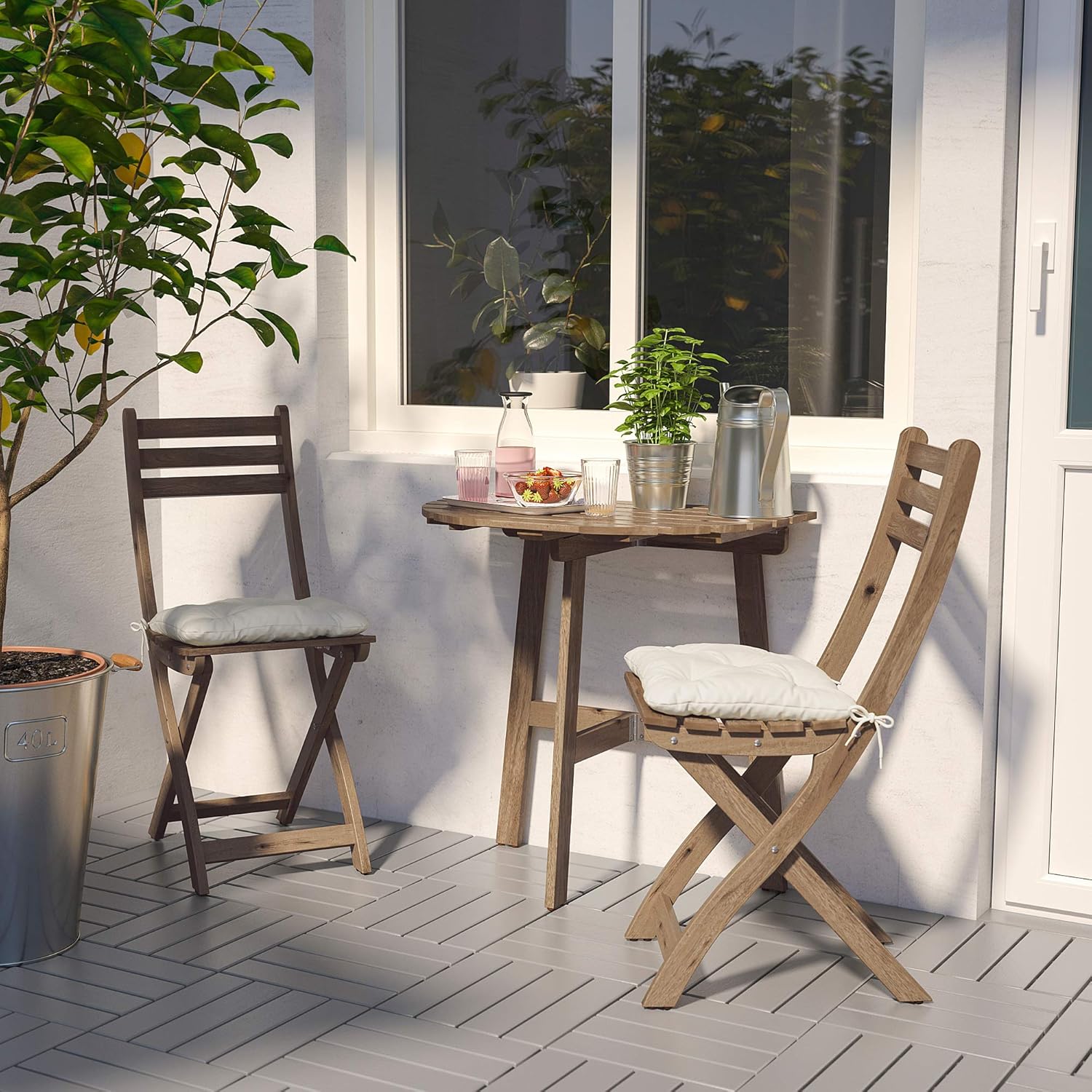 ASKHOLMEN Table for wall, outdoor, folding dark brown, 27 1/2x17 3/8 "
