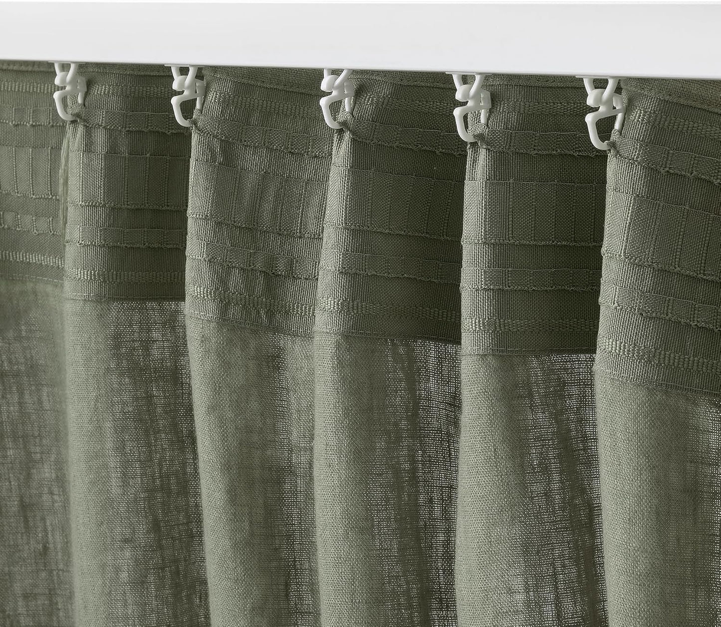 DYTÅG Curtains, 1 pair, gray-green/with heading tape, 57x98 "