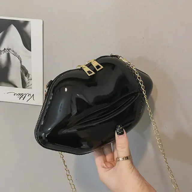 Mini Bags for Women 2023 New Fashion All-match Women&#39;s Shoulder Bag PU Solid Color Zipper Crossbody Patent Leather Lip Chain Bag